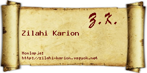 Zilahi Karion névjegykártya